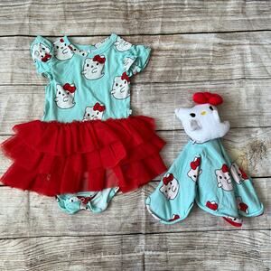 Posh Peanut Hello Kitty Ghost Ruffled Tulle Tiered Bodysuit Dress 12-18M, Lovey